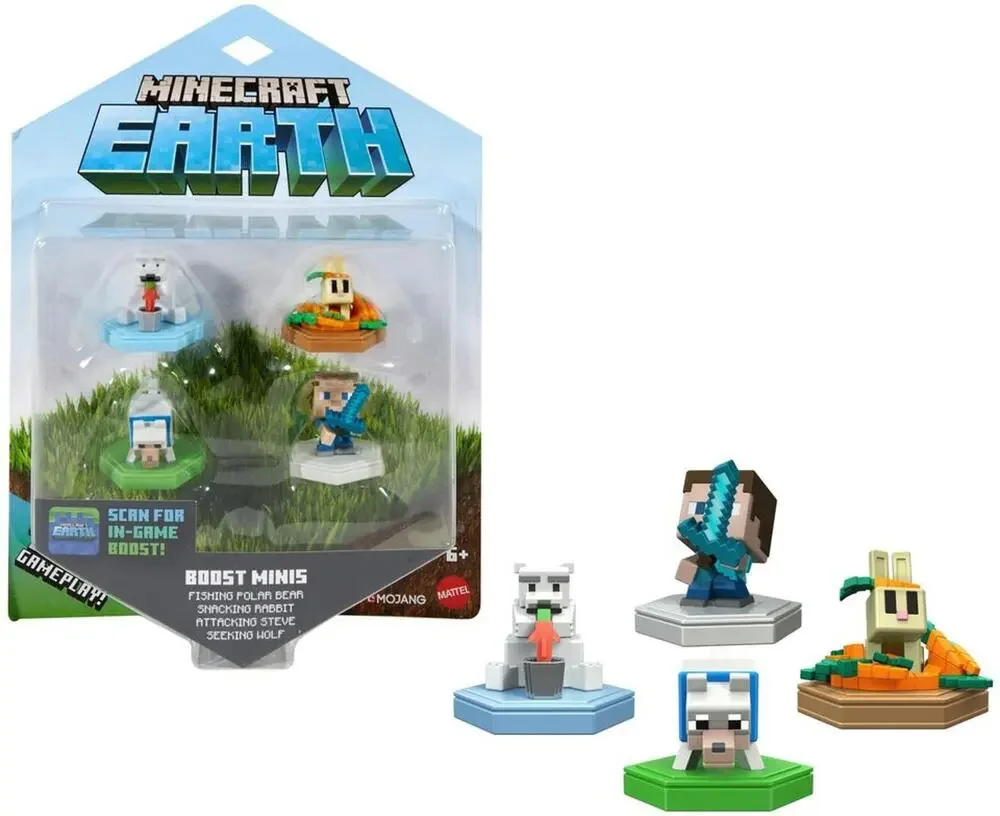 NEW Minecraft Earth Boost Mini Figure 4-Pack, Minecraft AR Earth Game